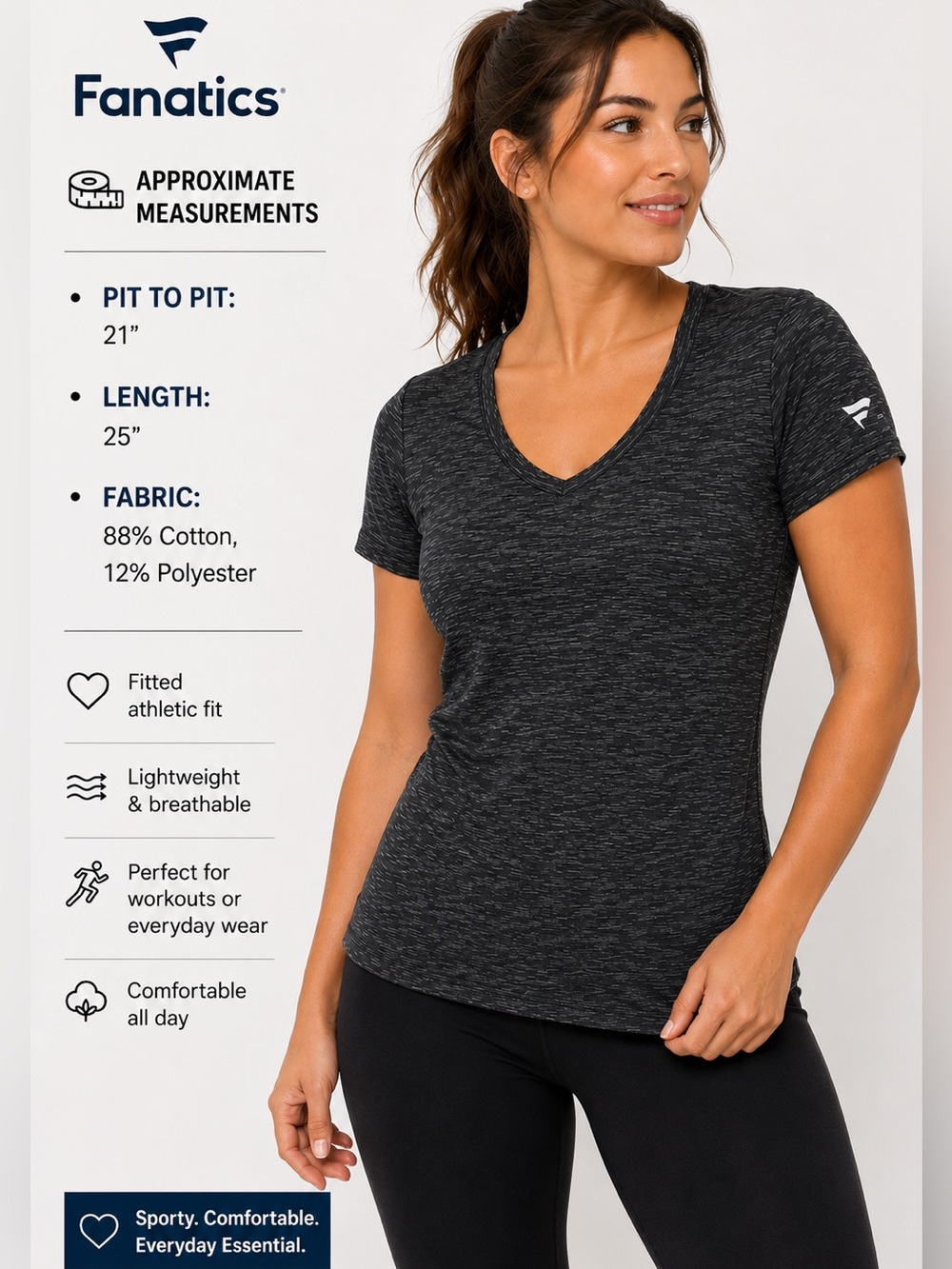 Women’s Fanatics Heather Grey Short Sleeve Tee New Without Tags– Size Large